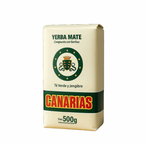 Canarias500gTeyJeng Yerba Mate Canarias Té Verde y Jengibre 500g