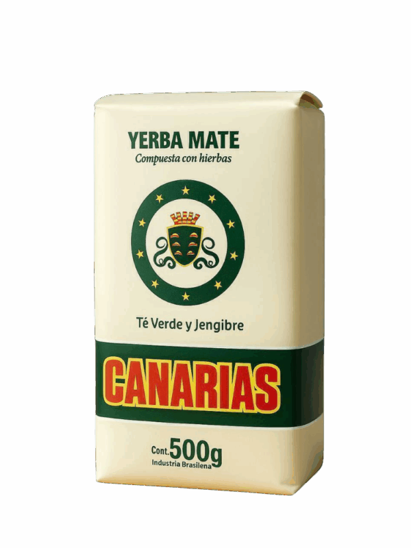 Canarias500gTeyJeng Yerba Mate Canarias Té Verde y Jengibre 500g